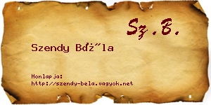 Szendy Béla névjegykártya